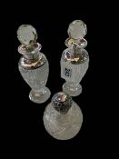 Pair silver mounted crystal scent bottles, Birmingham 1923, 17.