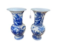 Two large Chinese blue and white vases with landscape and exotic bird decoration, 44cm.