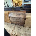 Georgian mahogany four drawer bureau on bracket feet, 107cm by 105cm by 50cm.