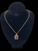 Diamond and citrine 18 carat gold pendant with 18 carat gold chain necklace, pendant 2cm by 1.25cm.