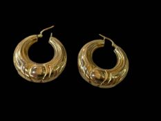 Pair 9 carat gold hoop earrings.