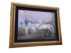 Rene Van Den Neste, Le Cheval Blanc, limited edition giclee on canvas, signed and numbered,