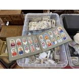 A box of assorted good cigarette, confectionery and tea cards (full and part sets) inc Churchman,