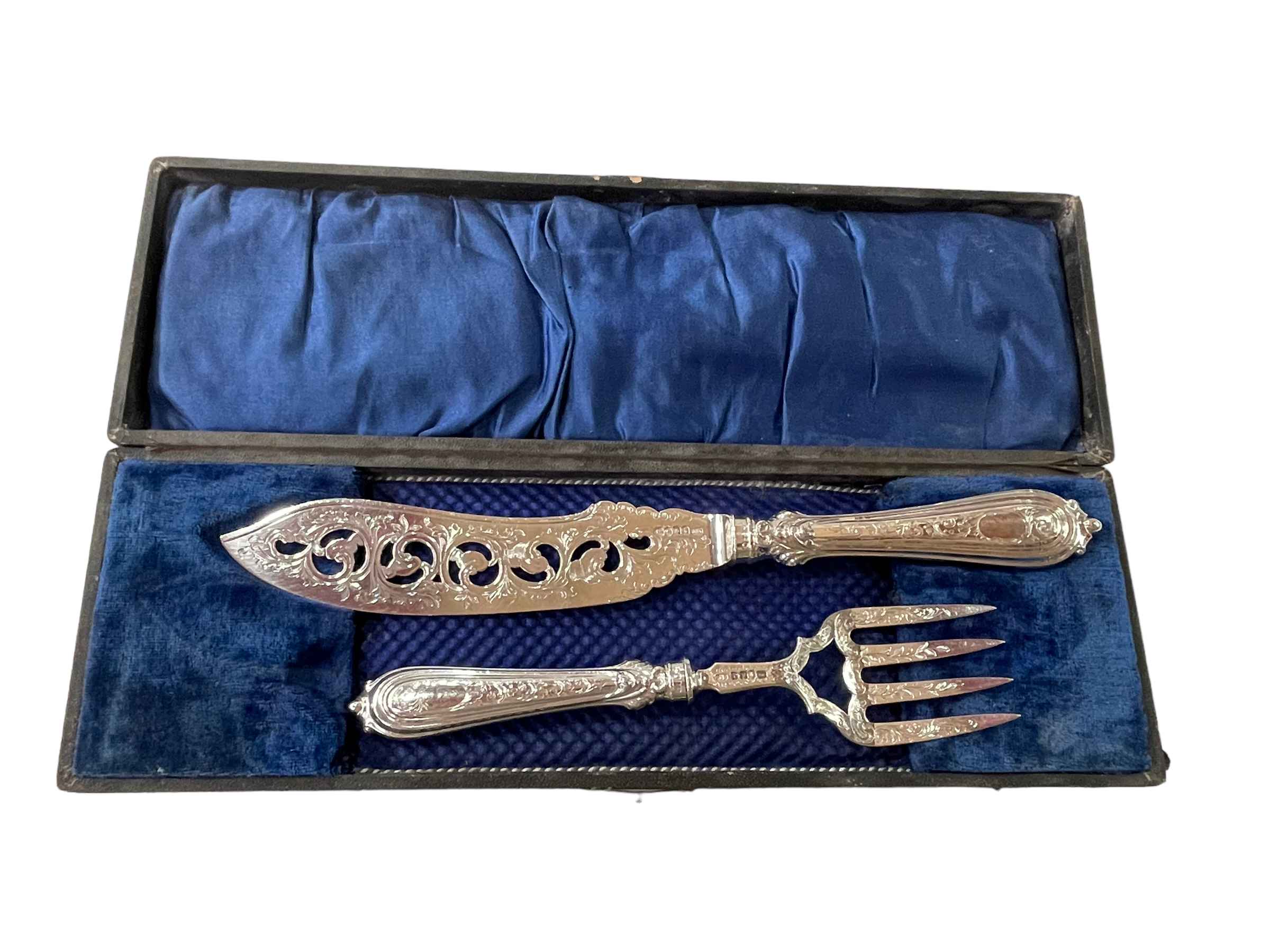 Victorian silver fish servers, John Gilbert, Birmingham 1849.