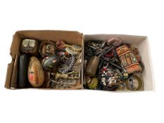 Two boxes of collectable, costume jewellery, etc.