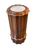 Victorian mahogany fluted cylindrical commode with inset marble top, 84cm by 41cm diameter.