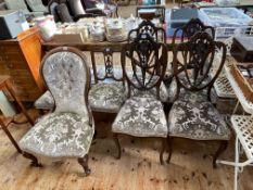 Set of four Victorian mahogany parlour chairs, Victorian mahogany spoon back nursing chair,