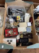 Box of jewellery, razors, lighters, etc.