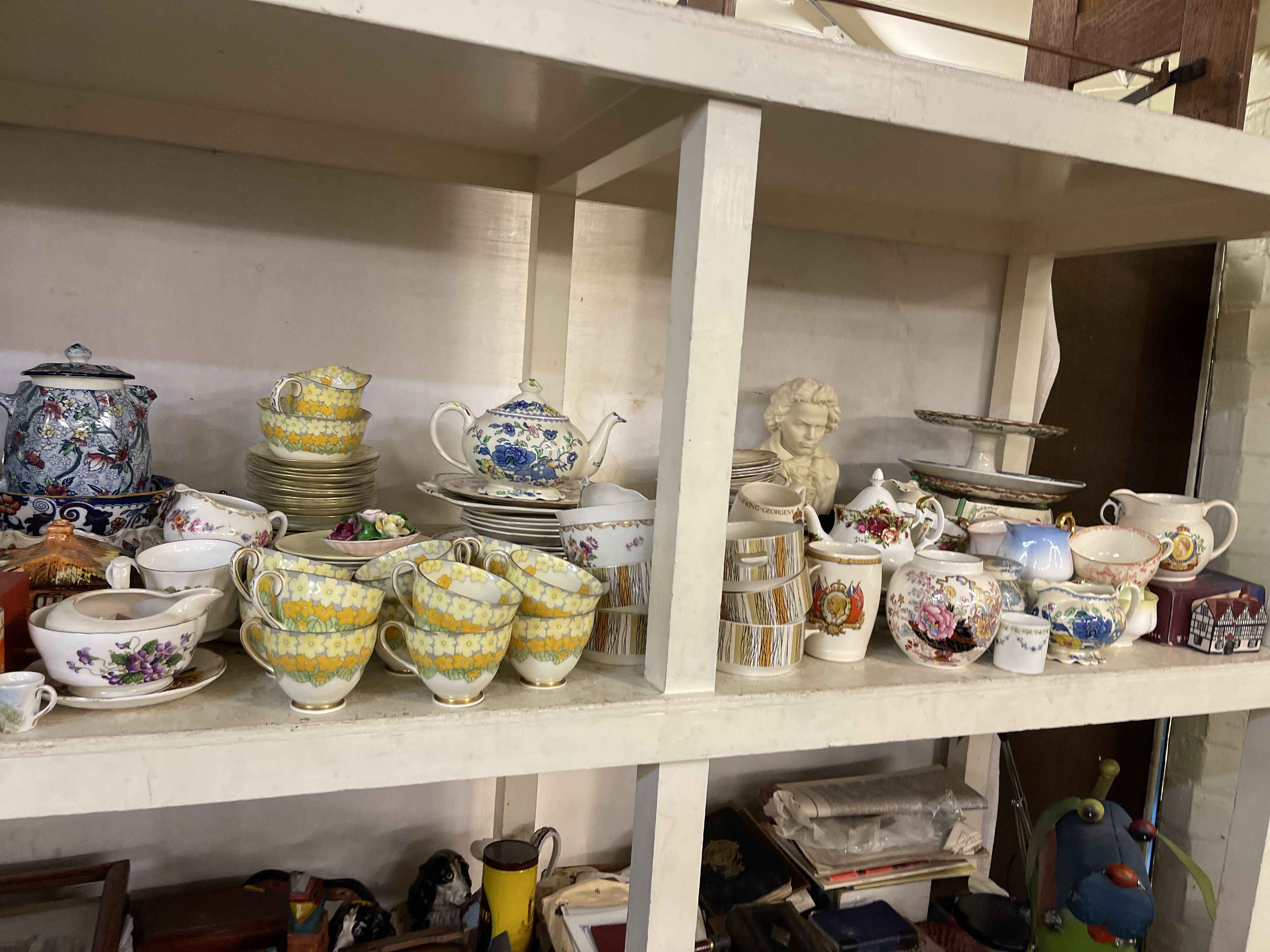 Collection of early Victorian pottery, part tea wares, bust, crested china, etc. - Image 2 of 2