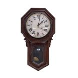 Oak cased Ansonia wall clock, 79cm.