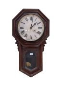 Oak cased Ansonia wall clock, 79cm.