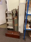 Double locking gun cabinet, vintage golf bag and clubs, fishing rods,