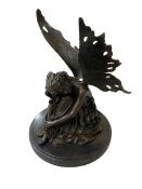 Bronze fairy sculpture, 24cm.