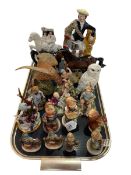 Tray lot with Hummel, Capo di Monte, Beswick, etc.