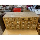 24 drawer oak index cabinet and pair matching 12 drawer index cabinets,