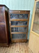 Early 20th Century mahogany four height leaded glazed door bookcase with base drawer, 166.5cm by 86.