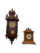 Victorian Vienna style wall clock and oak mantel clock (2).