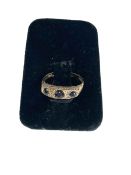 Sapphire and diamond seven stone ring, size L/M.