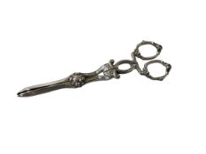 Pair Victorian silver grape scissors by John Gilbert, Birmingham 1861.