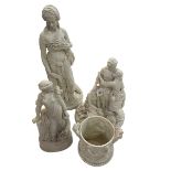 Four pieces of Victorian Parian including Naomi and Her Daughters in Law.