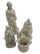 Four pieces of Victorian Parian including Naomi and Her Daughters in Law.