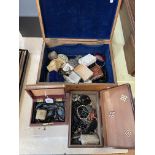 Three boxes of vintage jewellery including jet.