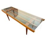 Poul Volther for Frem Rojle? Mid Century Danish teak rectangular glass topped coffee table,