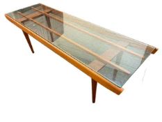 Poul Volther for Frem Rojle? Mid Century Danish teak rectangular glass topped coffee table,