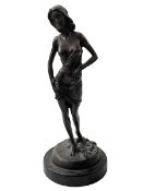 Bronze sculpture of maiden in the wind, 31cm.