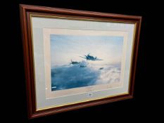 Robert Taylor, Flight of Eagles, framed print with signatures in the margin.