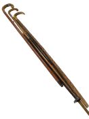 Two horn handled walking sticks and parasol (3).