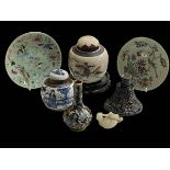 Chinese items including two Canton plates, Cloisonné vase, two ginger jars, etc (7).
