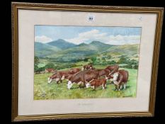 DM & EM Alderson, The Eildon Hills, watercolour, signed, titled and dated 1984, 35cm by 50.