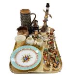 Tray lot with Hummel, Doulton stoneware and Worcester pieces (17).