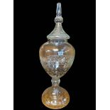 Victorian glass Bon-Bon lidded jar, 80cm high.