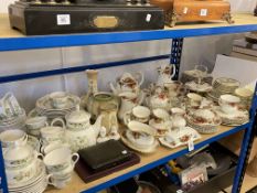Assorted teawares including Royal Albert Old Country Roses, Royal Doulton Tonkin and Minton Henley,
