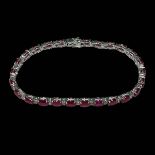 18 carat white gold, ruby and diamond bracelet,