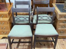 Set of four 19th Century mahogany Whitehaven dining chairs, 3 single and 1 carver.