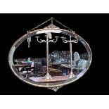 Good 1920's electro-plated framed oval bevelled wall mirror, 61cm by 78cm.