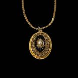9 carat gold chain necklace with costume pendant.