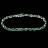 18 carat white gold, emerald and diamond bracelet,