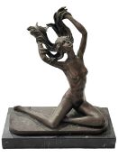 Bronze sculpture of naked lady, 27cm.