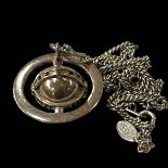 Vivienne Westwood gem set silver orb pendant, with metal chain necklace.
