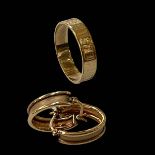 9 carat gold wedding band and pair of 9 carat gold hoop earrings (2).