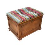 Victorian mahogany box stool with needlework seat, 47cm by 66cm by 48cm.