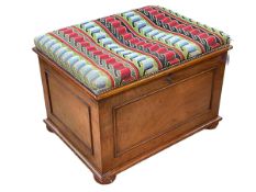 Victorian mahogany box stool with needlework seat, 47cm by 66cm by 48cm.
