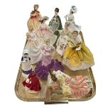 Nine Royal Doulton figures, one Coalport, and Royal Worcester Memories (11).