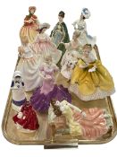 Nine Royal Doulton figures, one Coalport, and Royal Worcester Memories (11).