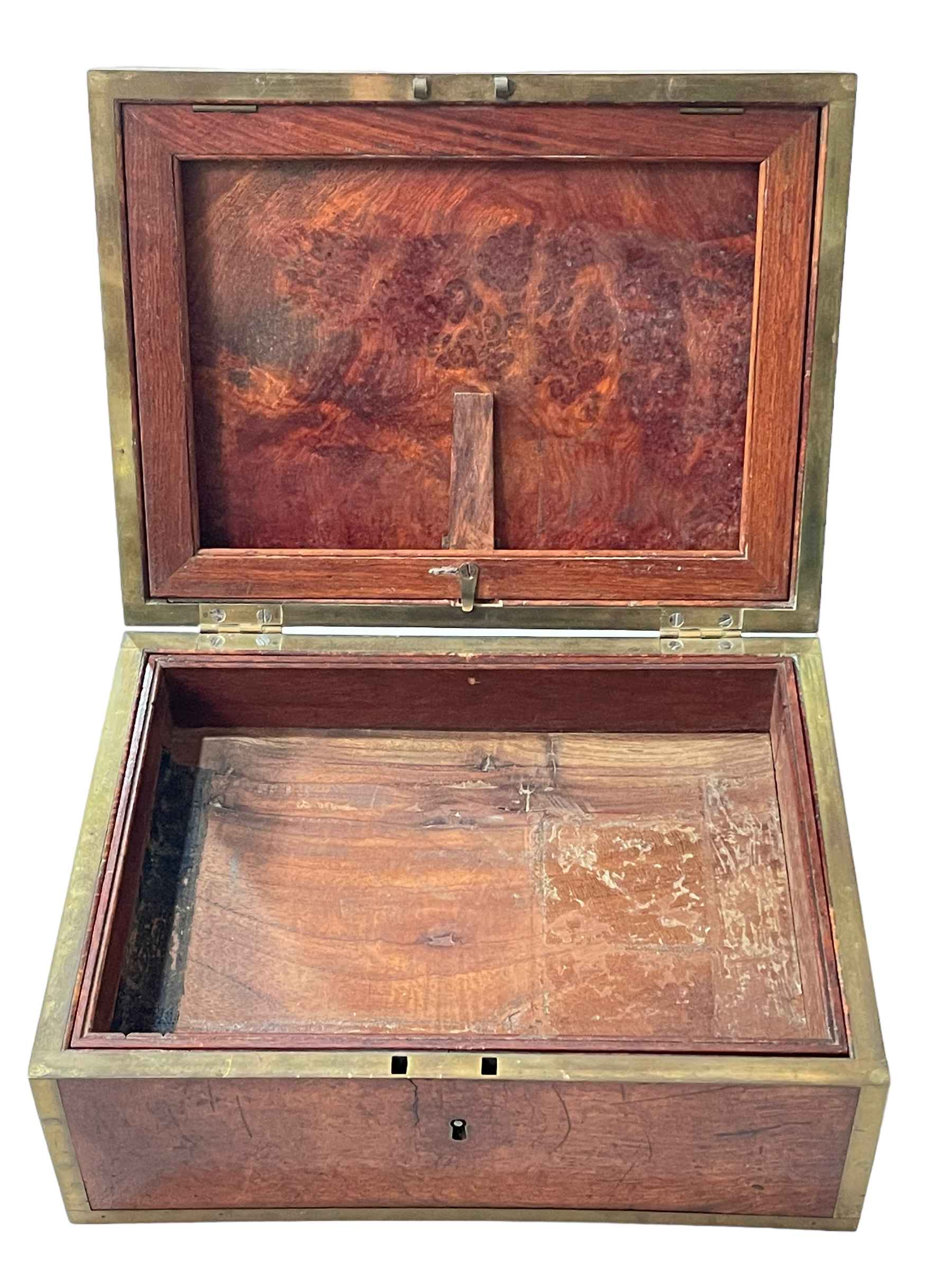 19th Century brass bound maple/burr wood toilet box. - Image 2 of 2
