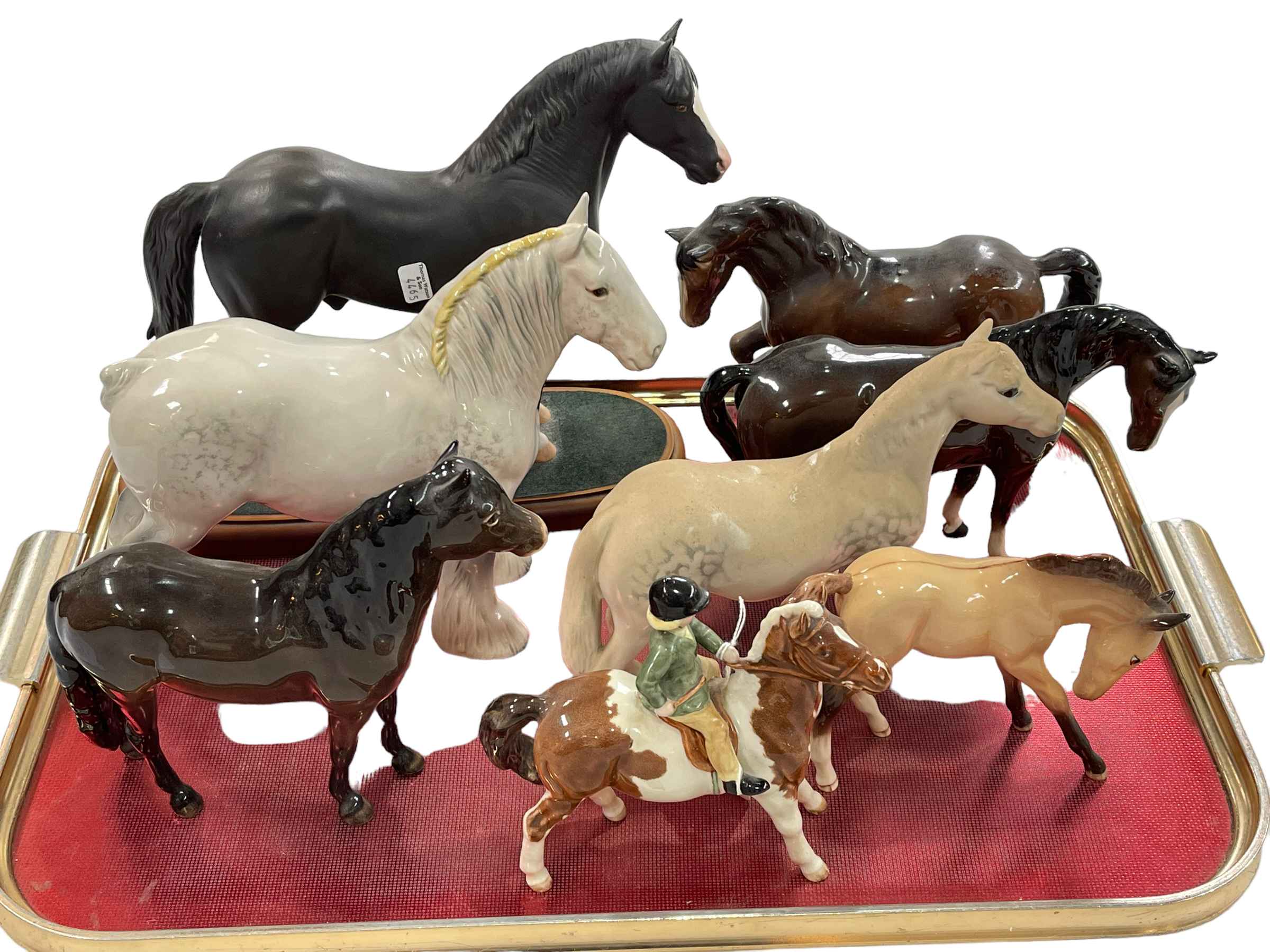 Eight Beswick horses including Girl on Pony.